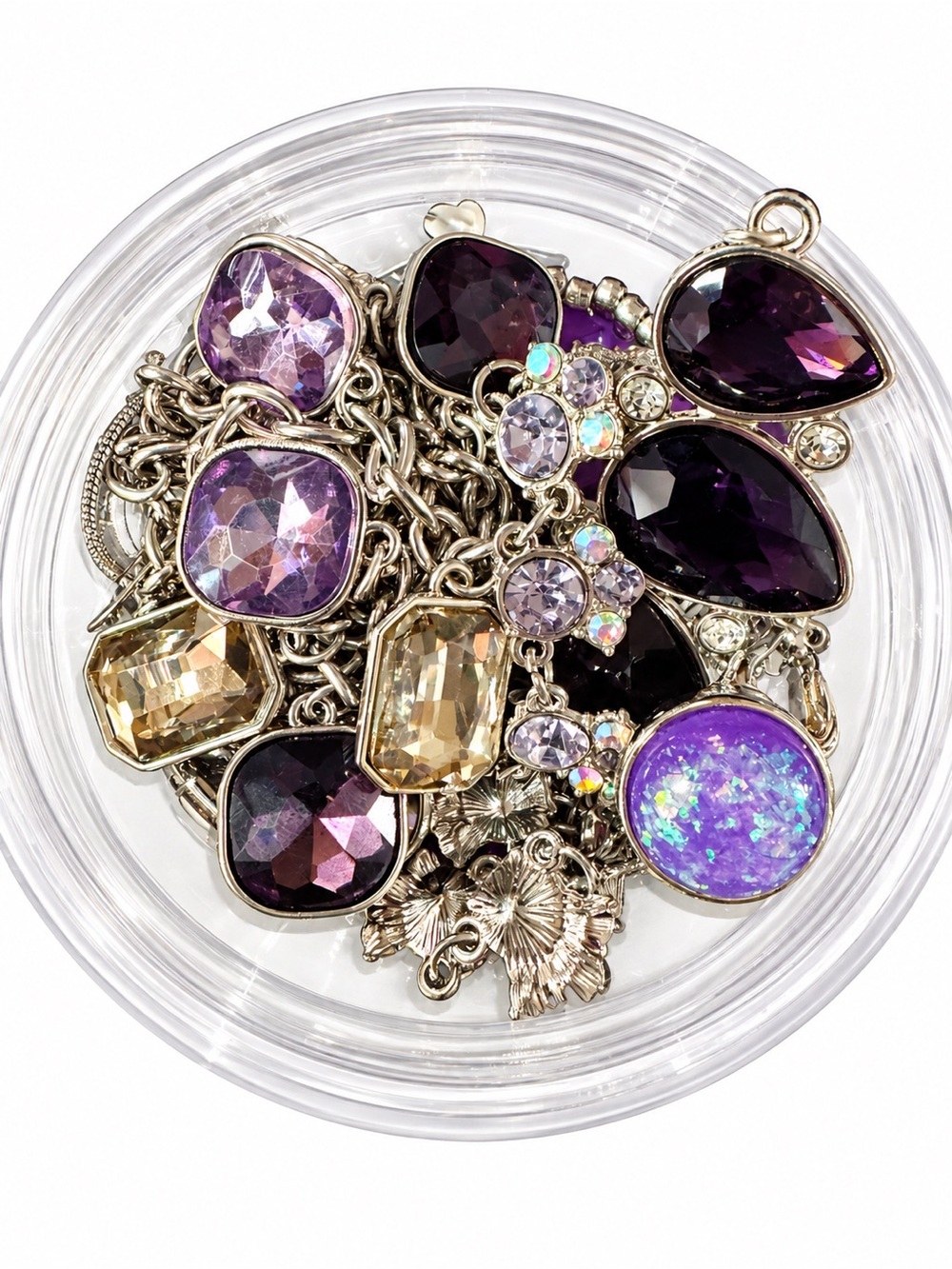 Beautiful Silver Tone Jewelry Jar